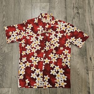 Tropical Floral Red Button Down Shirt